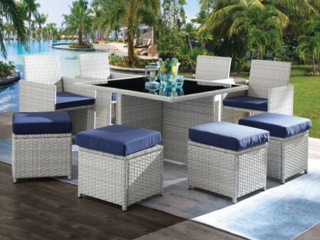 Paitalyi - Patio Set - Blue Fabric & Wicker For Sale