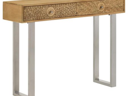 Draco - 2-Drawer Console Table Hand Carved Details - Natural on Sale