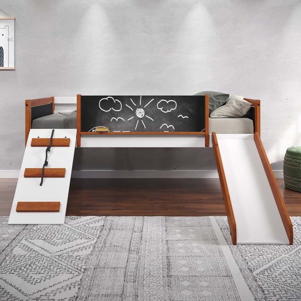 Aurea - Twin Loft Bed - Cherry Oak & White Finish Sale