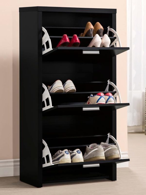 Vivian - 3-Drawer Engineered Wood Shoe Cabinet - Black Supply