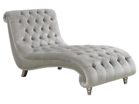 Lydia - Velvet Upholstered Tufted Chaise - Gray Hot on Sale