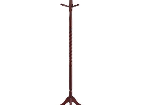 Riona - 6 Hook Freestanding Wood Coat Rack Hat Hanger - Merlot Supply