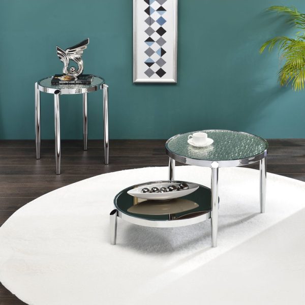 Abbe - End Table - Glass & Chrome Finish For Sale