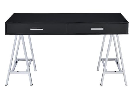 Coleen - Desk - Black High Gloss & Chrome Finish Cheap