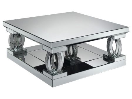 Amalia - Square Mirrored Acrylic Crystal Coffee Table - Silver Supply