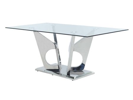 Azriel - Dining Table - Clear Glass & Mirrored Silver Finish Hot on Sale