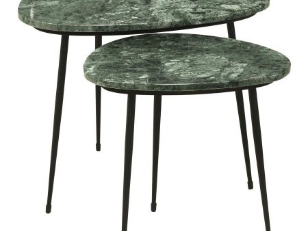 Tobias - 2 Piece Triangular Marble Top Nesting Table Green - Green Marble Discount