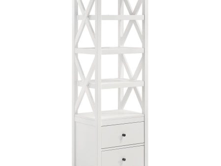 Hollis - 4-Shelf Wood Media Tower With Drawers - Brown And White Cheap