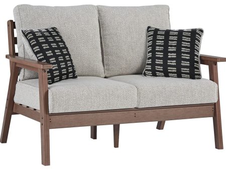 Emmeline - Brown   Beige - Loveseat w Cushion Cheap