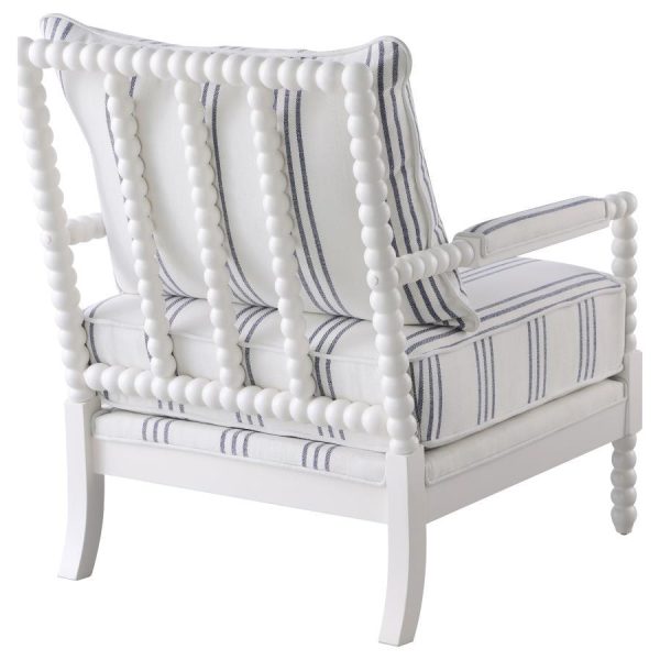 Blanchett - Upholstered Bobbin Accent Chair - White And Navy Online Sale