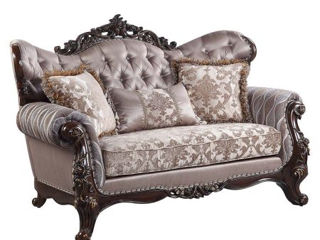 Benbek - Loveseat - Fabric & Antique Oak Finish For Sale