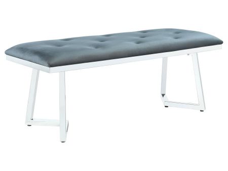 Beaufort - Velvet Upholstered Dining Bench - Steel Gray Hot on Sale