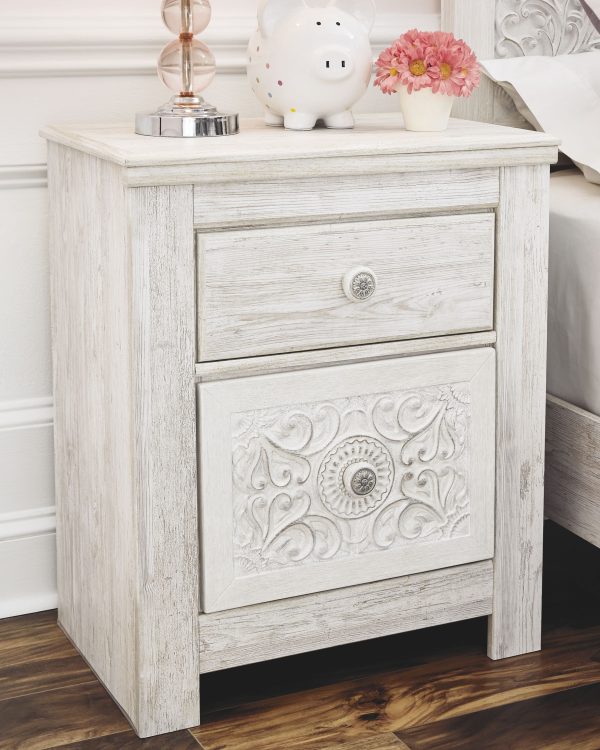 Paxberry - Whitewash - Two Drawer Night Stand For Sale