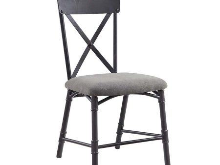 Edina - Side Chair (Set of 2) - Gray Fabric, Oak & Sandy Black Finish Sale