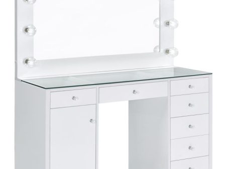 Acena - 7-Drawer Vanity Set With Lighting - White High Gloss Sale