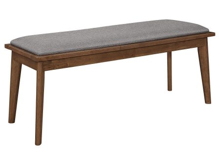 Alfredo - Upholstered Dining Bench - Gray And Natural Walnut For Discount