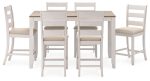 Skempton - White   Light Brown - Counter Height Dining Table and Bar Stools (Set of 7) For Cheap