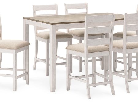 Skempton - White   Light Brown - Counter Height Dining Table and Bar Stools (Set of 7) For Cheap