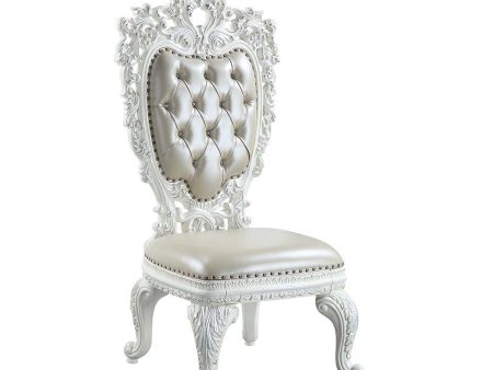 Vanaheim - Side Chair (Set of 2) - Beige PU & Antique White Finish Fashion