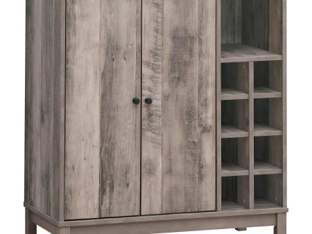 Cheyenne - 2 Door Home Bar Wine Cabinet - Weathered Acacia For Cheap