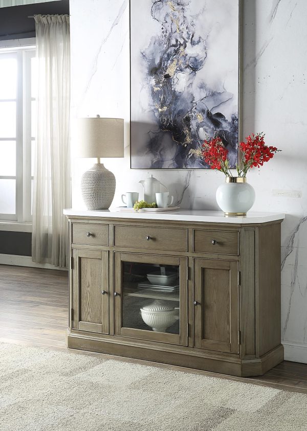 Zumala - Server - Marble & Weathered Oak Finish Discount