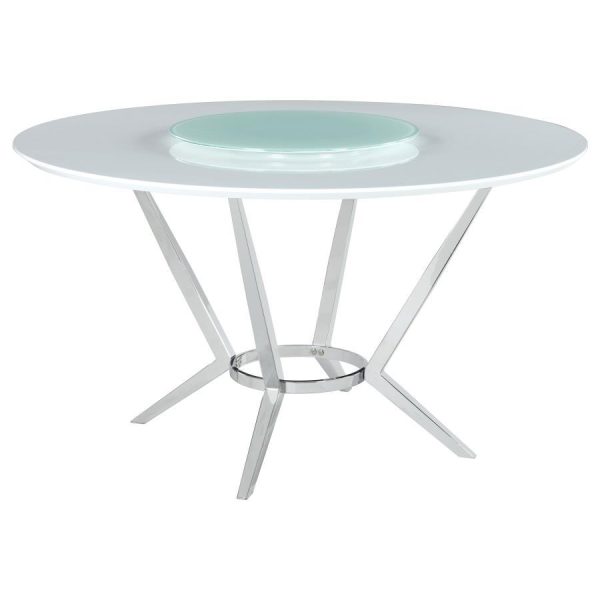 Abby - 5 Piece Round Dining Table Set - White High Gloss Online now