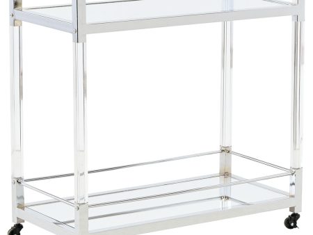 Chaseton - Clear   Silver Finish - Bar Cart For Cheap