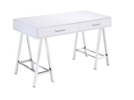 Coleen - Desk - White High Gloss & Chrome Finish For Cheap