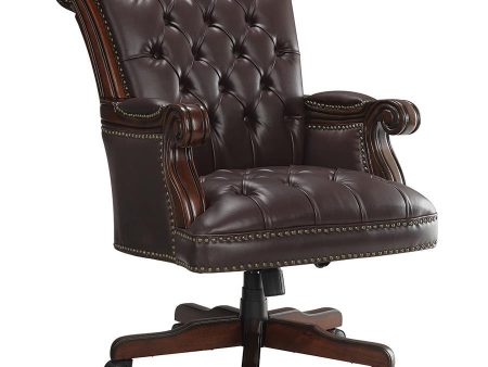 Calloway - Upholstered Executive Office Desk Chair - Dark Brown For Discount