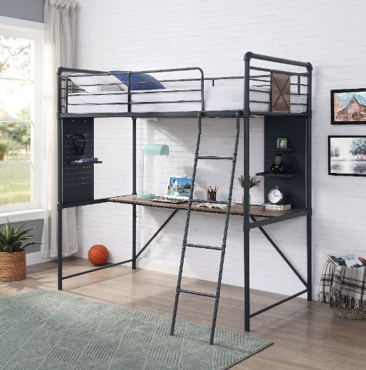 Cordelia - Twin Loft Bed - Antique Oak, Sandy Black & Dark Bronze Hand-Brushed Finish - 78  Sale