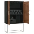 Borman - 2 Door Home Bar Cabinet Wine Storage - Walnut And Black Supply