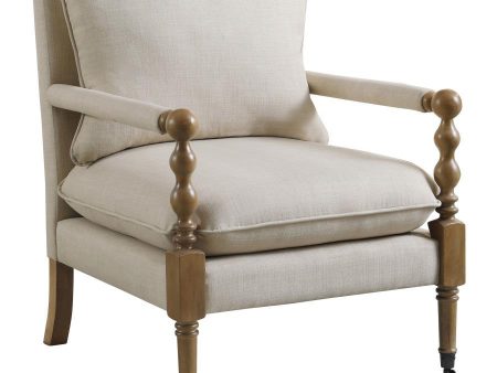 Dempsy - Upholstered Accent Chair With Casters - Beige Online Hot Sale