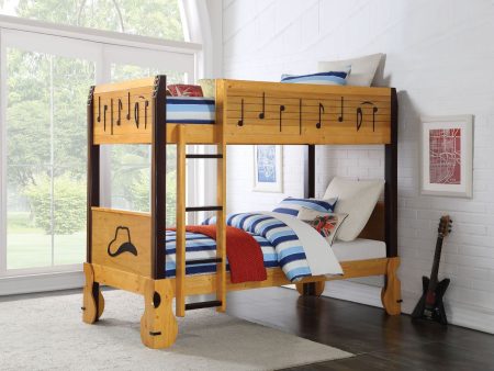 Petrus - Twin Over Twin Bunk Bed - Honey Oak & Espresso For Cheap