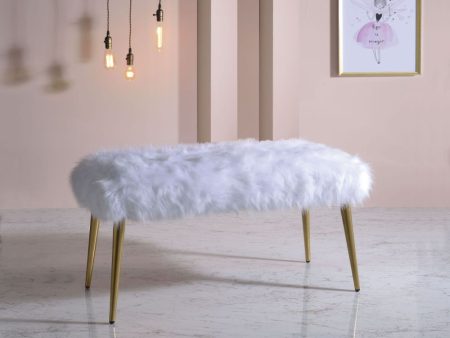 Bagley II - Bench - White Faux Fur & Gold - 20  For Sale