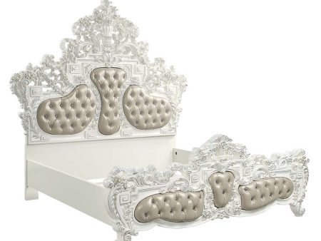 Vanaheim - Eastern King Bed - Beige PU & Antique White Finish Supply