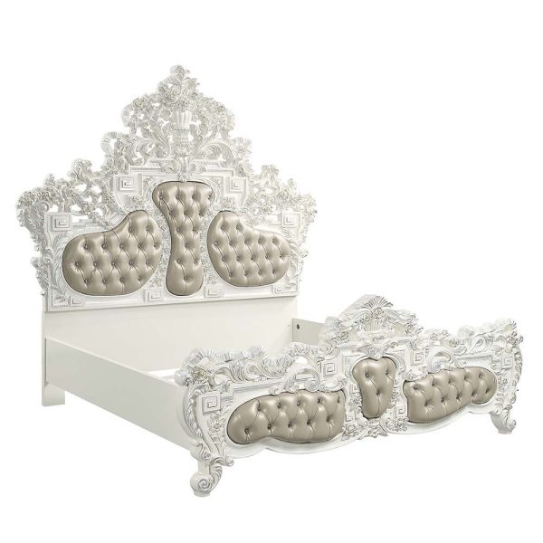 Vanaheim - Eastern King Bed - Beige PU & Antique White Finish Supply