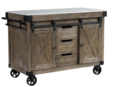 Alforvott - Serving Cart - Marble & Weathered Gray Finish Cheap