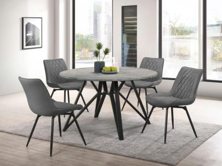 Neil - 5 Piece Round Dining Table Set Concrete - Gunmetal Supply