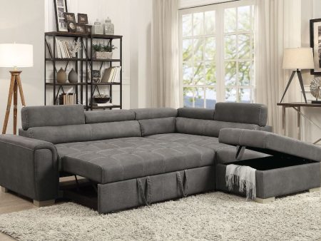 Thelma Sectional Sofa - Gray Polished Microfiber For Discount