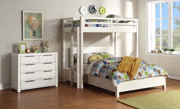 Celerina - Twin Loft Bed - Weathered White Finish Fashion