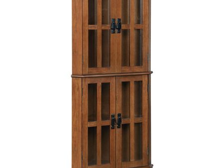 Coreosis - 4 Door Wood Corner Curio Cabinet - Golden Brown Cheap