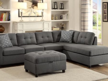 Stonenesse - Sectional Sofa With Storage Ottoman Set - Gray Online Hot Sale