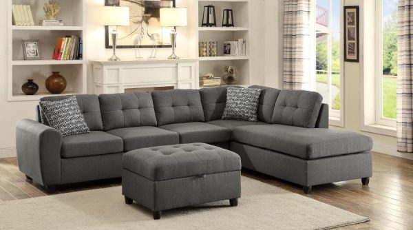 Stonenesse - Sectional Sofa With Storage Ottoman Set - Gray Online Hot Sale