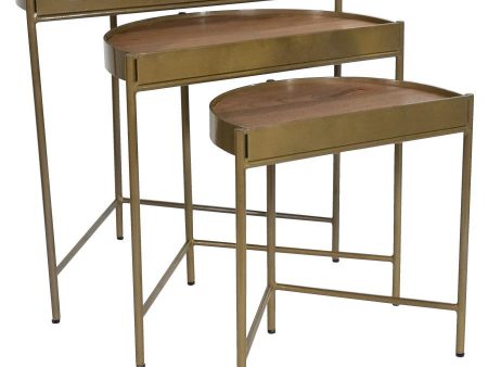 Tristen - 3 Piece Demilune Nesting Table - Brown And Gold Supply