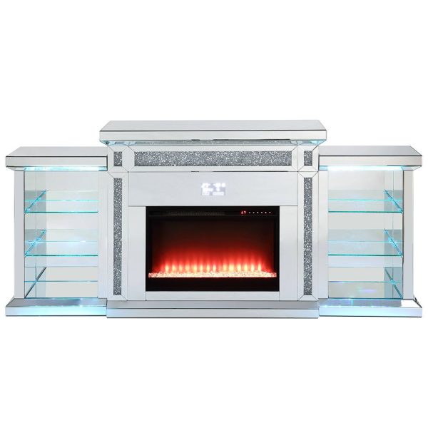 Noralie - Fireplace - Mirrored & Faux Diamonds Online Sale