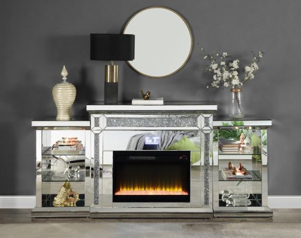 Noralie - Fireplace - Mirrored & Faux Diamonds Online Sale