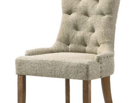 Yotam - Side Chair (Set of 2) - Beige Fabric & Salvaged Oak Finish Online