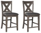 Caitbrook - Gray - Upholstered Barstool (Set of 2) on Sale