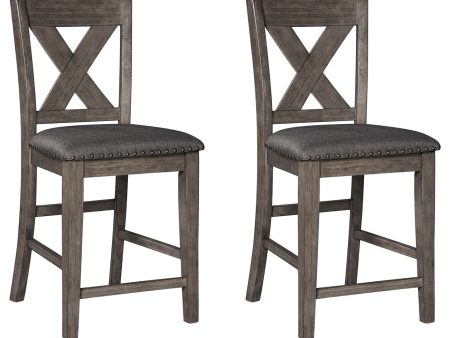 Caitbrook - Gray - Upholstered Barstool (Set of 2) on Sale