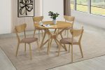 Elowen - 5 Piece Round Solid Wood Dining Set - Light Walnut Online now